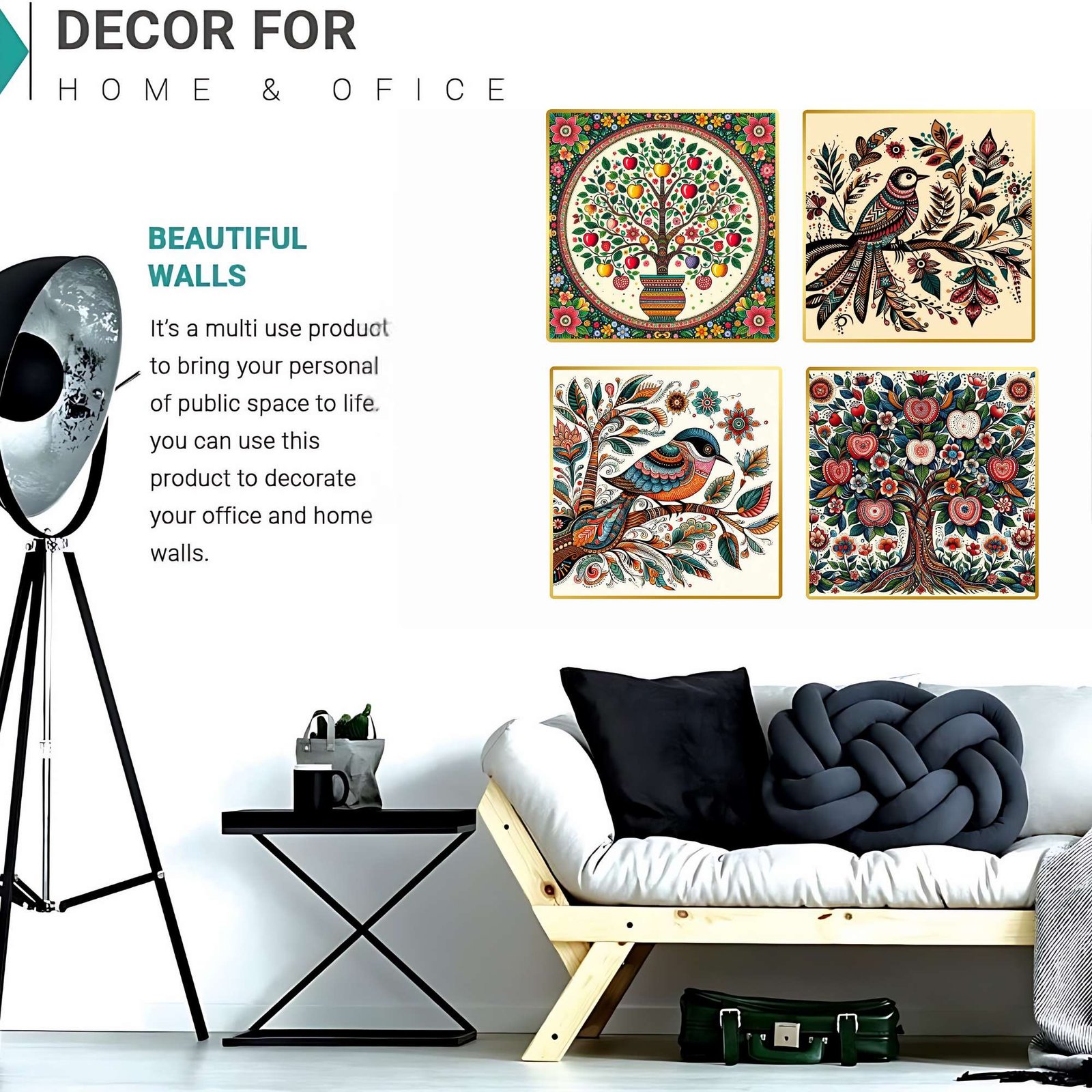 Set of Four Wall Paintings for Wall Dacoration Golden Framed Wall Paintings for Living Room & Bedroom Wall Art for Home Decoration & Office Wall Dรฉcor (13x10 inch CH-GD4-7) - Image 2